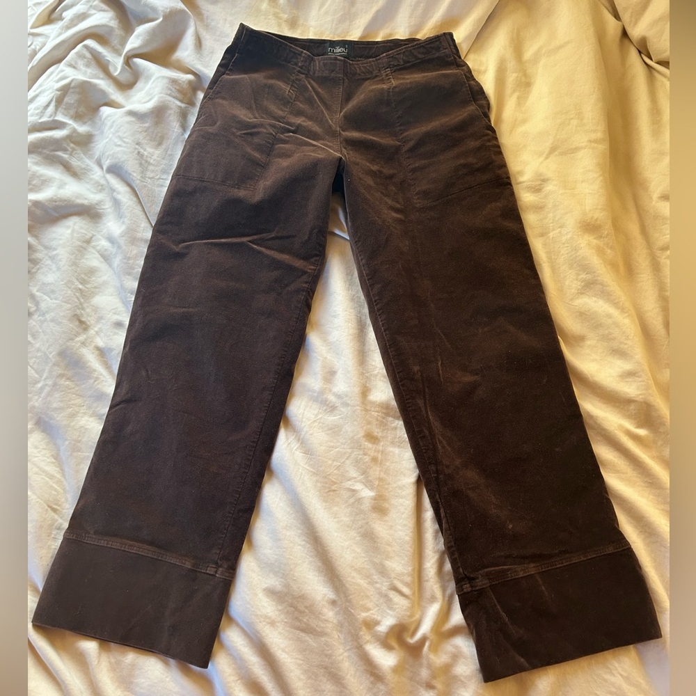 Milieu Brown Velvet Pants - Size Small